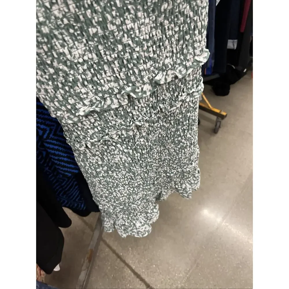 Abercrombie & Fitch Sage Green Floral Ruched Fitted Mini Dress- Size XS